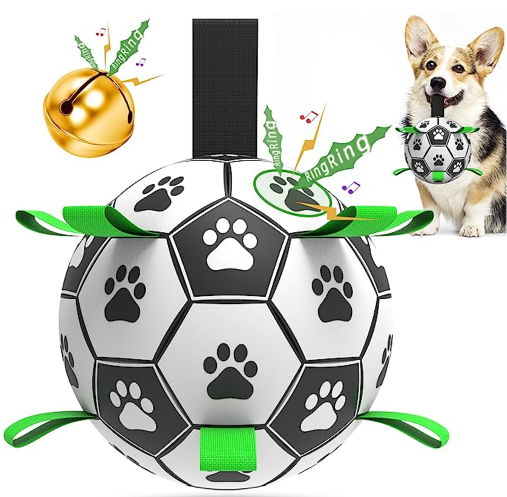 Dog Toys Soccer Ball with Straps, Interactive Dog Toys for Tug of War, Puppy Birthday Gifts, Dog Tug Toy, Dog Water Toy, Durable Dog Balls World Cup for Small Dogs(5 Inch)