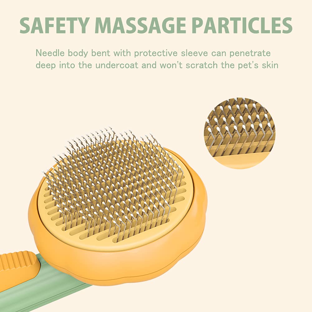 iFurcare Pumpkin Pet Brush, Self Cleaning Slicker Brush for Shedding Dog Cat Grooming Comb Removes Loose Underlayers and Tangled Hair