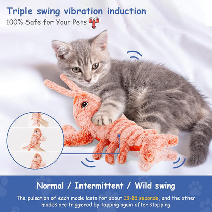 iFurcare Flopping Lobster Toy for Cats & Small Dogs, Soft Cat Chew & Kicker Toy, Motion Activated Moving Cat Toy with 2 Catnip Packets – USB-Chargeable, Washable, Low-Noise Cat Nip Toy Gift, 12.6"