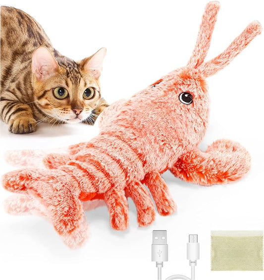 iFurcare Flopping Lobster Toy for Cats & Small Dogs, Soft Cat Chew & Kicker Toy, Motion Activated Moving Cat Toy with 2 Catnip Packets – USB-Chargeable, Washable, Low-Noise Cat Nip Toy Gift, 12.6"
