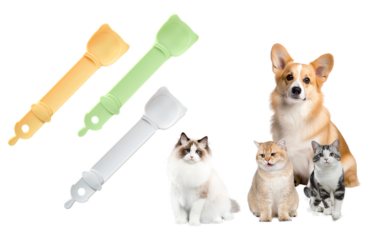 iFurcare 3 Pack Cat Strip Feeder, Cat Claw Shaped Cat Strip Squeeze Spoon 2 in 1 Cat Food Can Spoon Multi Functional Pet Spoons Cat Feeder