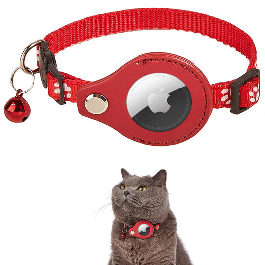 iFurcare Reflective AirTag Cat Collar, Integrated GPS Cat Collar with Air Tag Holder and Bell, Safety Elastic Band Tracker Cat Collars for Girl Boy Cats, Kittens and Puppies