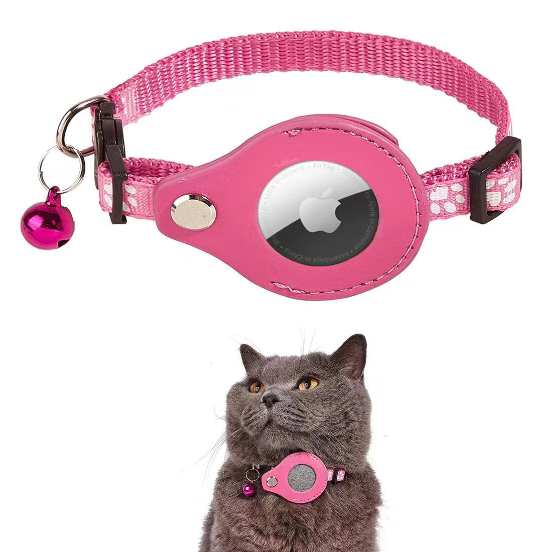 iFurcare Reflective AirTag Cat Collar, Integrated GPS Cat Collar with Air Tag Holder and Bell, Safety Elastic Band Tracker Cat Collars for Girl Boy Cats, Kittens and Puppies