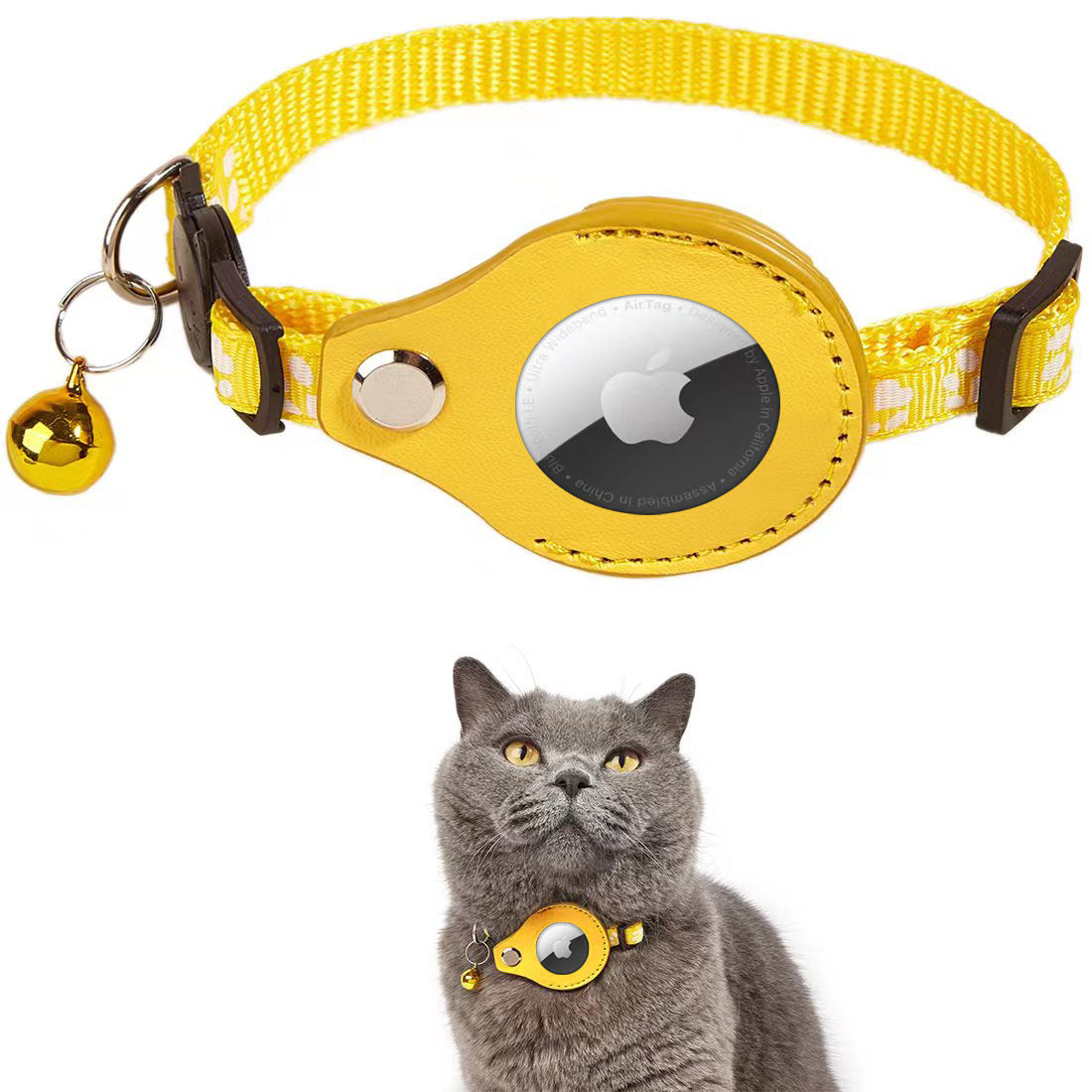 iFurcare Reflective AirTag Cat Collar, Integrated GPS Cat Collar with Air Tag Holder and Bell, Safety Elastic Band Tracker Cat Collars for Girl Boy Cats, Kittens and Puppies