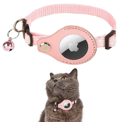 iFurcare Reflective AirTag Cat Collar, Integrated GPS Cat Collar with Air Tag Holder and Bell, Safety Elastic Band Tracker Cat Collars for Girl Boy Cats, Kittens and Puppies