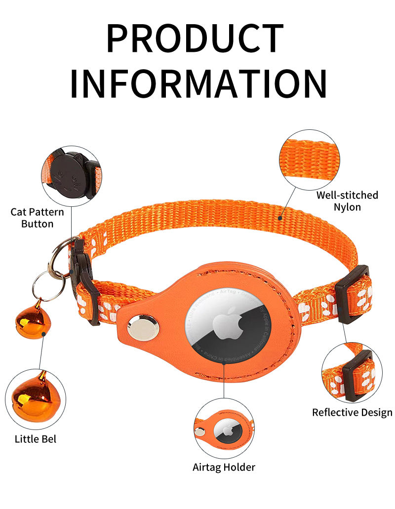 iFurcare Reflective AirTag Cat Collar, Integrated GPS Cat Collar with Air Tag Holder and Bell, Safety Elastic Band Tracker Cat Collars for Girl Boy Cats, Kittens and Puppies