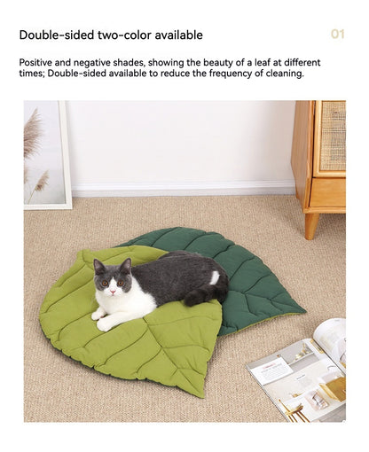 iFurcare Pet Mat for Dog Cat, Double-Sided Leaves Shaped Pet Mats Soft Cotton,Leaves Shaped Pet House Kennel Washable Dog Mattress for Small, Medium, Large and Extra Large Dogs