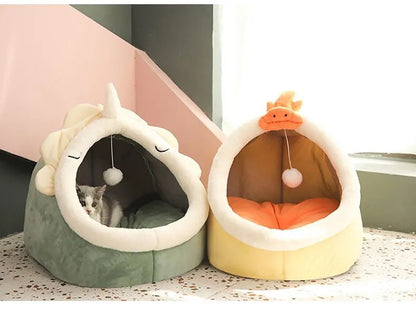 iFurecare Sweet Cat Bed Warm Pet Basket Cozy Kitten Lounger Cushion Cat House Tent Very Soft Small Dog Mat Bag For Washable Cave Cats Beds