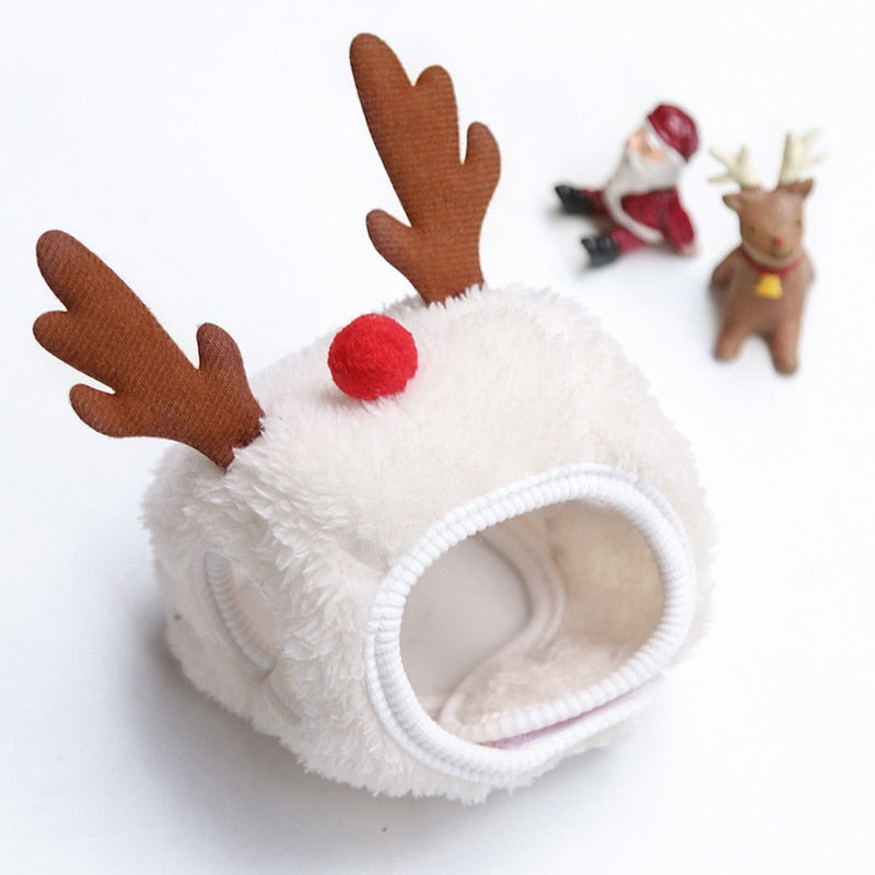 iFurcare Christmas Pet Hat Cute Antlers Saliva Towel for Dog Cat Dress Up Supplies Lovely Design  Autumn and Winter Clothes Pet Accessory