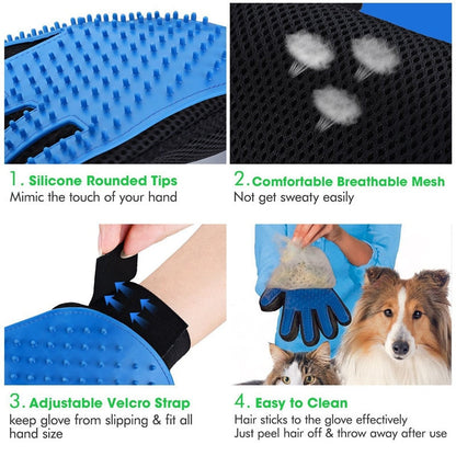 iFurcare Pet Grooming Glove Hair Remover Brush Gentle Deshedding Efficient Pet Mitt Pet Massage Gloves Left or Right Hand Draw Dogs Cats Horses Long Short Fur