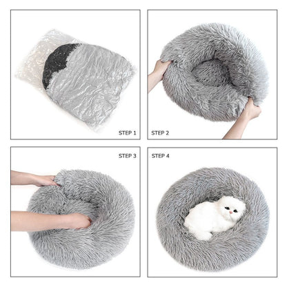 Pet Dog Bed Fluffy Soft Plush Donut Cuddler Round Dog Kennel Ultra Soft Washable Dog Cat Cushion Bed Winter Warm Sofa hot sell