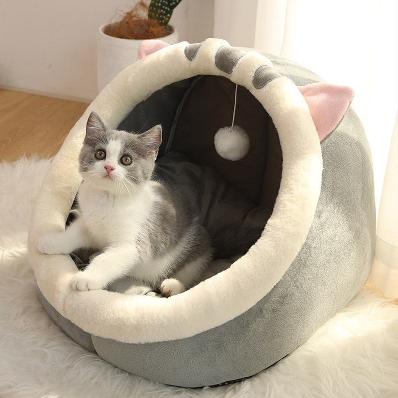 iFurecare Sweet Cat Bed Warm Pet Basket Cozy Kitten Lounger Cushion Cat House Tent Very Soft Small Dog Mat Bag For Washable Cave Cats Beds