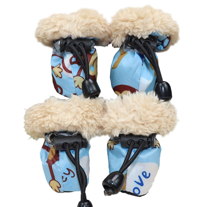 iFurcare Winter Thick Warm Pet Dog Shoes 4pcs Anti-slip Waterproof Rain Snow Boots Footwear For Puppy Dog Socks Booties Pet Paw Care