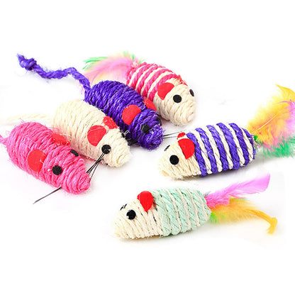 1pc Cat Toy Stick Feather Wand With Bell Mouse Cage Toys Plastic Artificial Colorful Cat Teaser Toy Pet Supplies Random Color