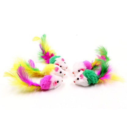 1pc Cat Toy Stick Feather Wand With Bell Mouse Cage Toys Plastic Artificial Colorful Cat Teaser Toy Pet Supplies Random Color