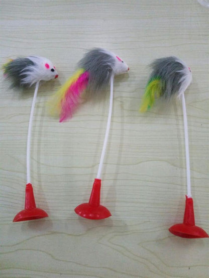 1pc Cat Toy Stick Feather Wand With Bell Mouse Cage Toys Plastic Artificial Colorful Cat Teaser Toy Pet Supplies Random Color