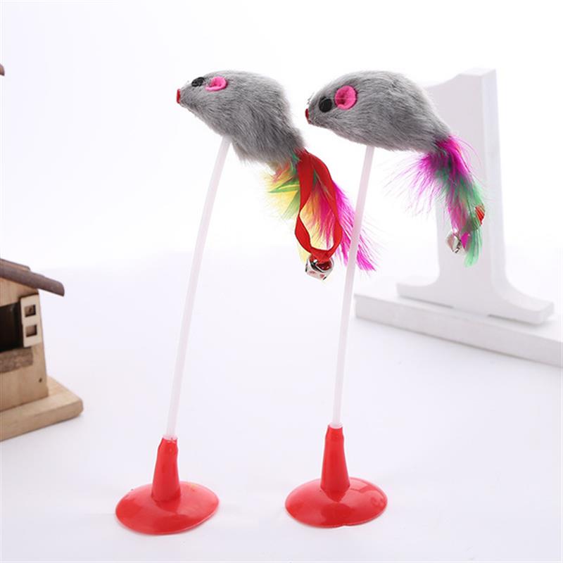 1pc Cat Toy Stick Feather Wand With Bell Mouse Cage Toys Plastic Artificial Colorful Cat Teaser Toy Pet Supplies Random Color