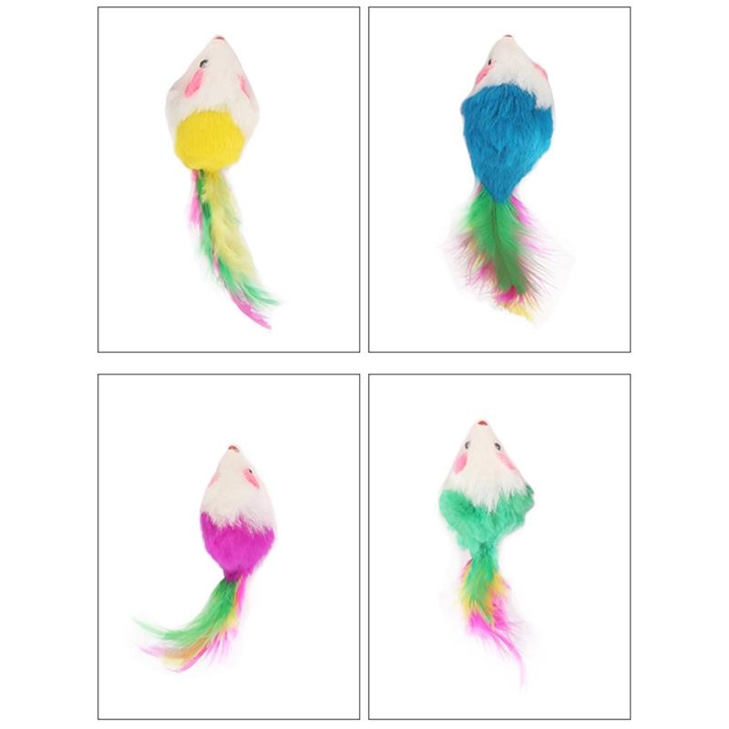 1pc Cat Toy Stick Feather Wand With Bell Mouse Cage Toys Plastic Artificial Colorful Cat Teaser Toy Pet Supplies Random Color