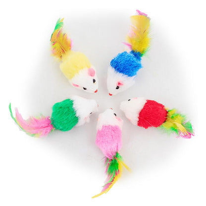 1pc Cat Toy Stick Feather Wand With Bell Mouse Cage Toys Plastic Artificial Colorful Cat Teaser Toy Pet Supplies Random Color