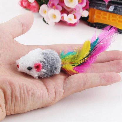 1pc Cat Toy Stick Feather Wand With Bell Mouse Cage Toys Plastic Artificial Colorful Cat Teaser Toy Pet Supplies Random Color