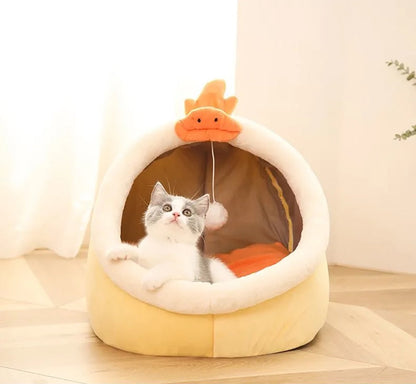 iFurecare Sweet Cat Bed Warm Pet Basket Cozy Kitten Lounger Cushion Cat House Tent Very Soft Small Dog Mat Bag For Washable Cave Cats Beds