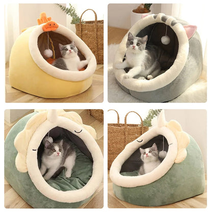 iFurecare Sweet Cat Bed Warm Pet Basket Cozy Kitten Lounger Cushion Cat House Tent Very Soft Small Dog Mat Bag For Washable Cave Cats Beds