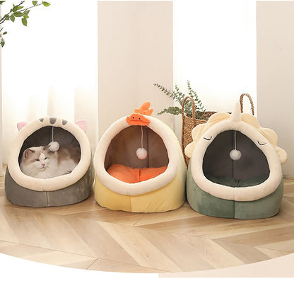 iFurecare Sweet Cat Bed Warm Pet Basket Cozy Kitten Lounger Cushion Cat House Tent Very Soft Small Dog Mat Bag For Washable Cave Cats Beds