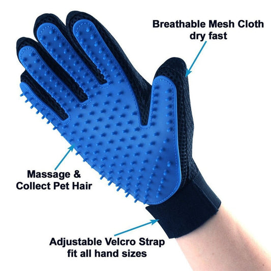 iFurcare Pet Grooming Glove Hair Remover Brush Gentle Deshedding Efficient Pet Mitt Pet Massage Gloves Left or Right Hand Draw Dogs Cats Horses Long Short Fur