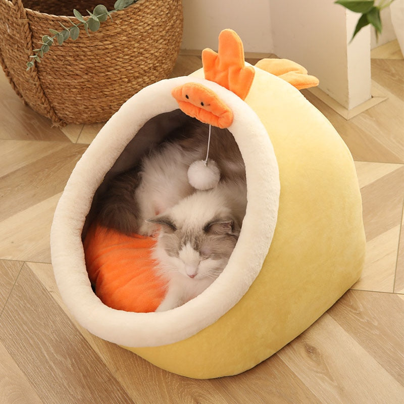 iFurecare Sweet Cat Bed Warm Pet Basket Cozy Kitten Lounger Cushion Cat House Tent Very Soft Small Dog Mat Bag For Washable Cave Cats Beds