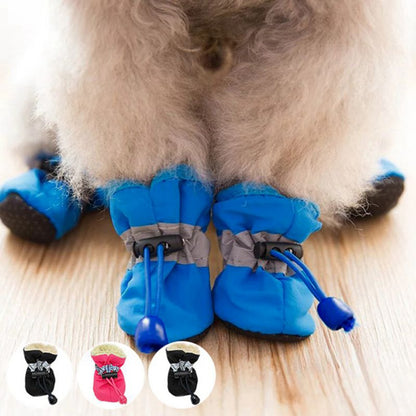 iFurcare Winter Thick Warm Pet Dog Shoes 4pcs Anti-slip Waterproof Rain Snow Boots Footwear For Puppy Dog Socks Booties Pet Paw Care