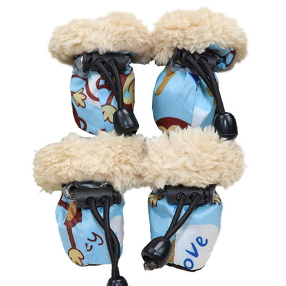 iFurcare Winter Thick Warm Pet Dog Shoes 4pcs Anti-slip Waterproof Rain Snow Boots Footwear For Puppy Dog Socks Booties Pet Paw Care