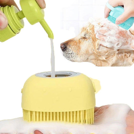 iFurcare Bathroom Dog Bath Brush Massage Gloves Soft Safety Silicone Comb with Shampoo Box Pet  Dog Brush