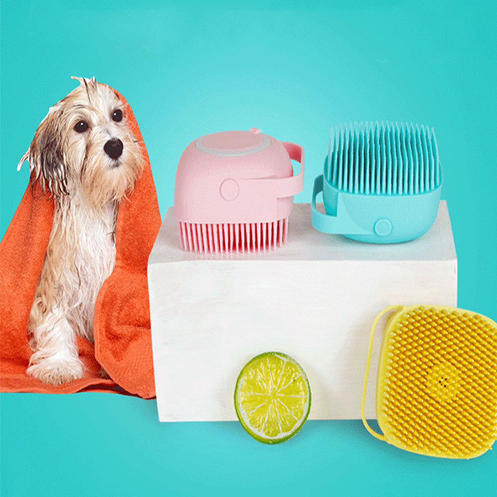 iFurcare Bathroom Dog Bath Brush Massage Gloves Soft Safety Silicone Comb with Shampoo Box Pet  Dog Brush