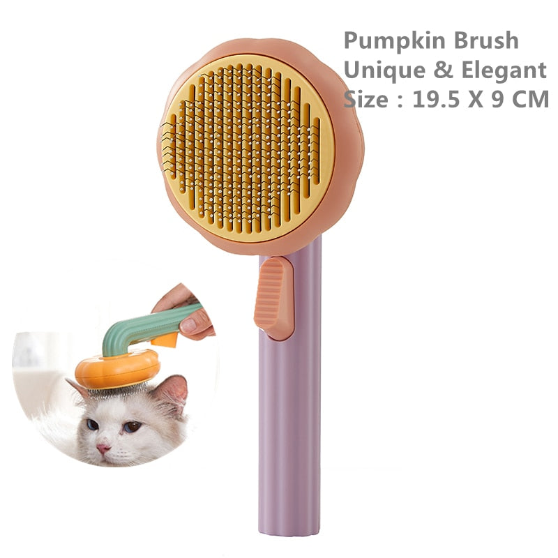 iFurcare Pumpkin Pet Brush, Self Cleaning Slicker Brush for Shedding Dog Cat Grooming Comb Removes Loose Underlayers and Tangled Hair