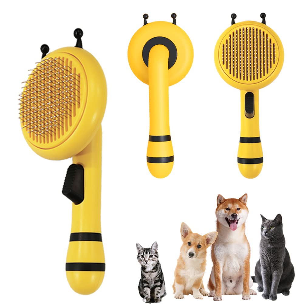 iFurcare Pumpkin Pet Brush, Self Cleaning Slicker Brush for Shedding Dog Cat Grooming Comb Removes Loose Underlayers and Tangled Hair