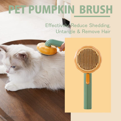 iFurcare Pumpkin Pet Brush, Self Cleaning Slicker Brush for Shedding Dog Cat Grooming Comb Removes Loose Underlayers and Tangled Hair